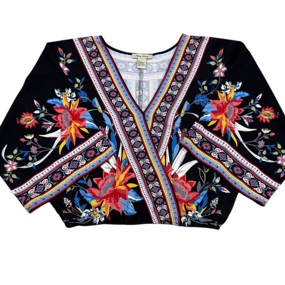 Flying Tomato Black Printed Boho Blouse Women’s Size M